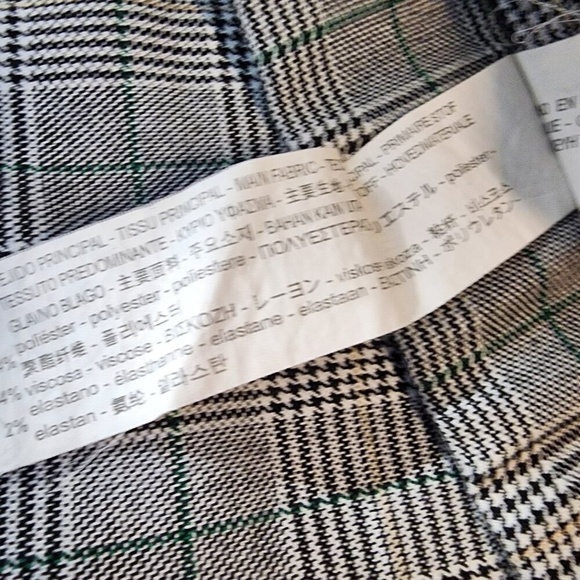 Zara Gray Plaid Slim-Fit Pants w/Yellow & Green Stripes & Cuffed Hem Size S - Picture 6 of 6